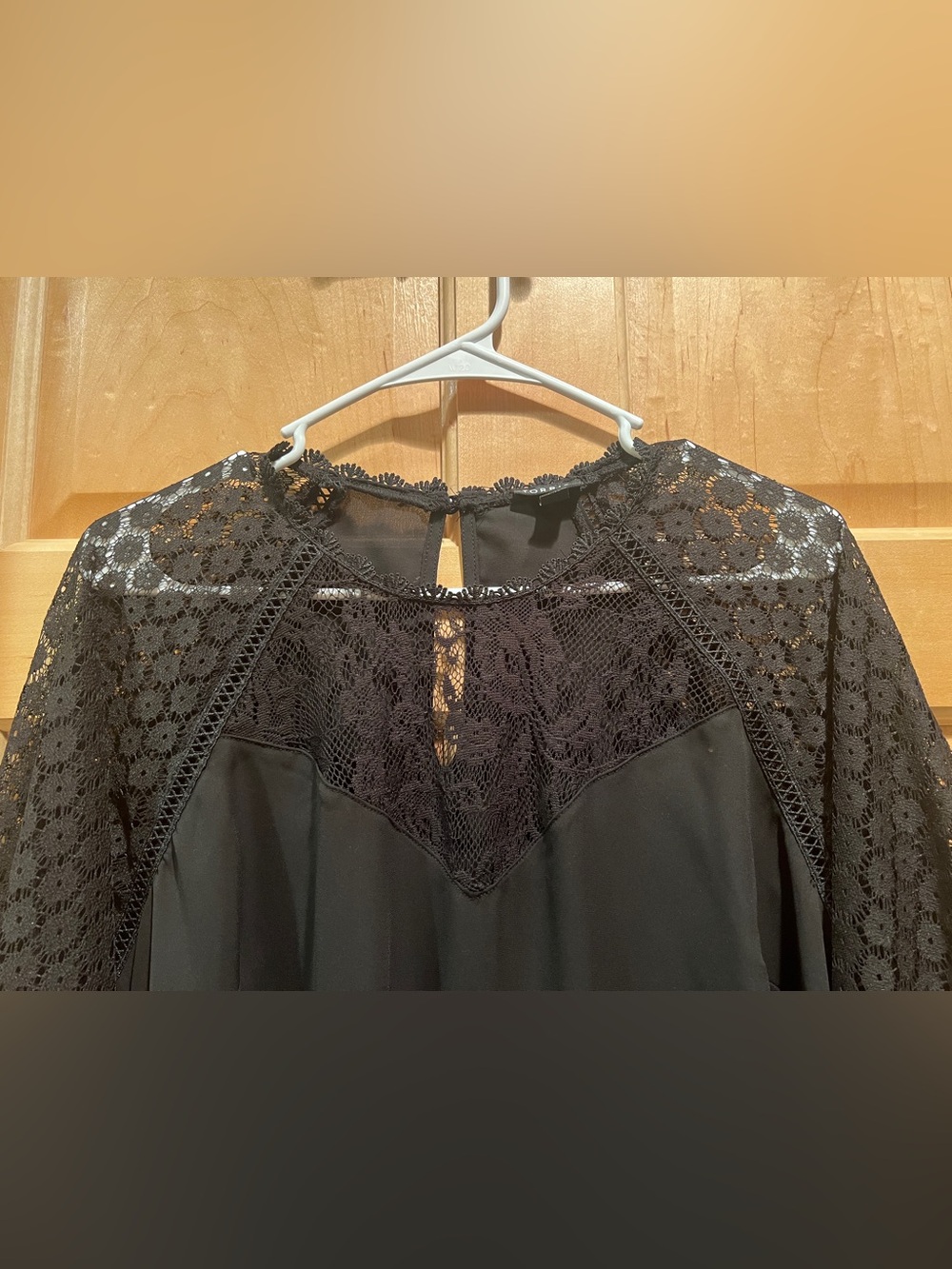 Torrid Deep Black Georgette Lace Yoke Mix Sleeve Blouse Sz 0 Whimsigoth Whitchy - Picture 2 of 15